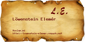 Löwenstein Elemér névjegykártya